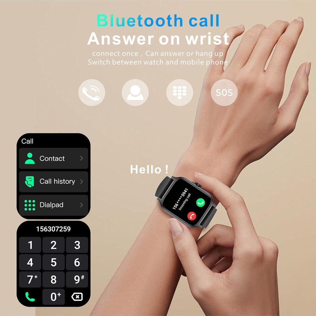 Fitness Tracker Heart Rate Blood Pressure Watch Blood Oxygen Monitor Pedometer Step Counter Activity Tracker Big Fitness Tracker for Women Men Smart Watch for Android Phones Compatible Iphone