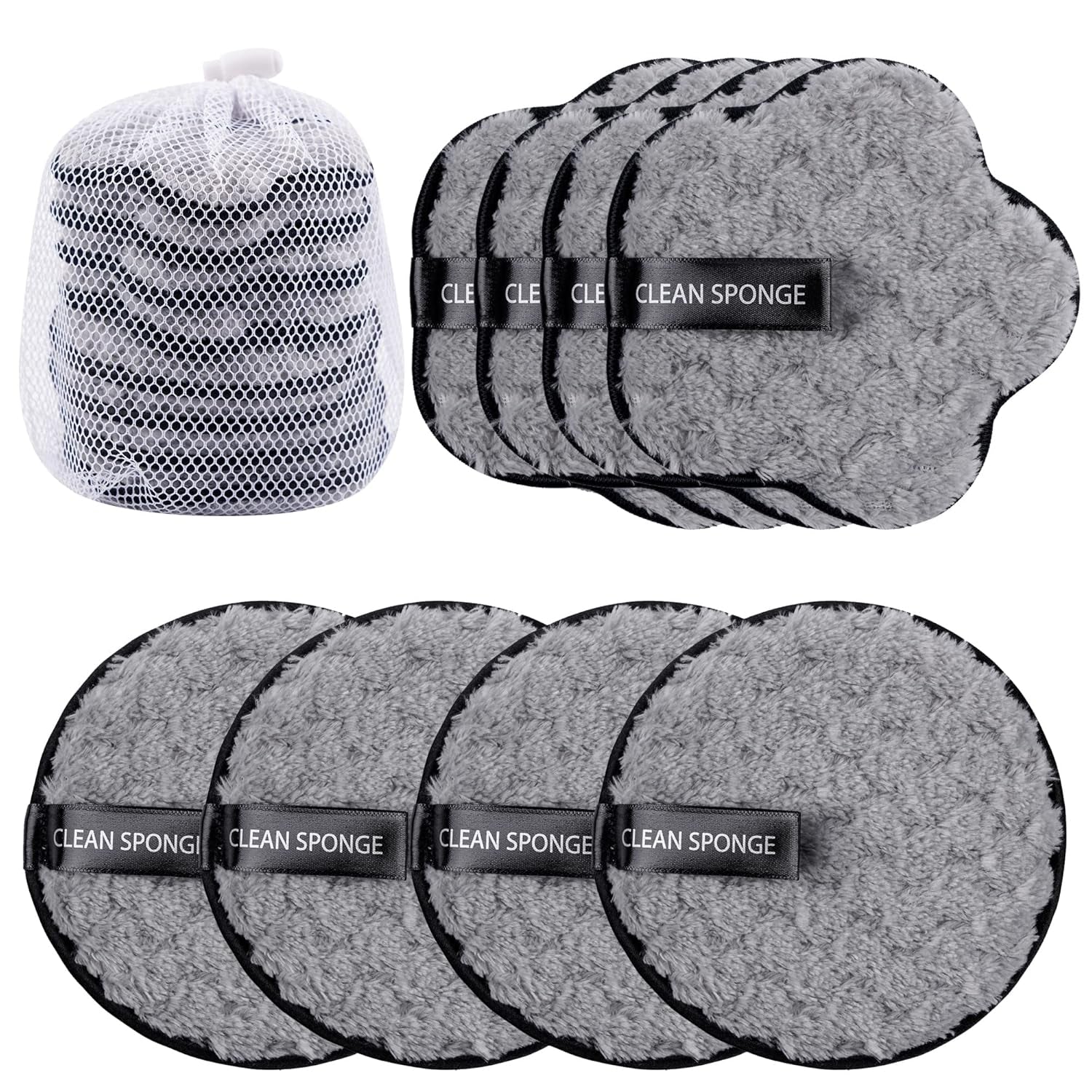 8 Pack Reusable Makeup Removing Pads Face Cleansing Pads Face Eraser Removing Cleaning Puff Soft Chemical-Free Facial Cotton Pads with Laundry Bag 4.7" Dia