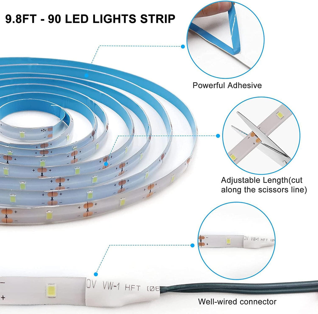 LED Strip Lights Battery Operated, 9.8Ft 90 LED Strip Lights with Remote Control