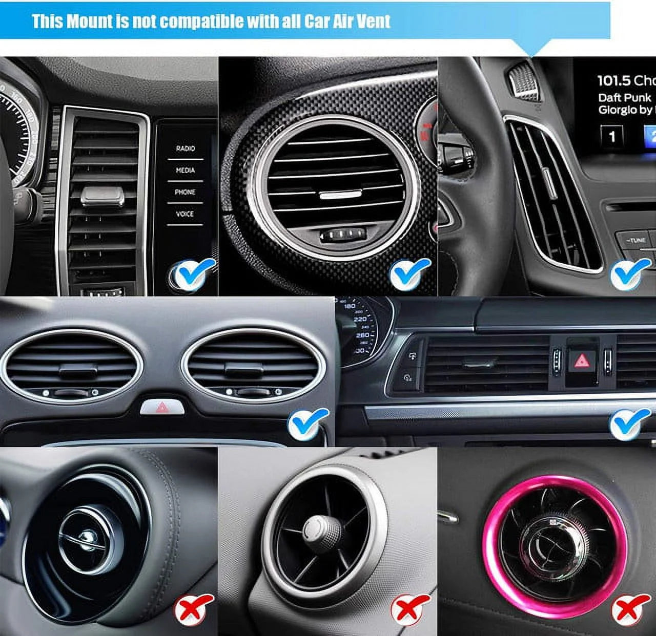 Universal Air Vent Magnetic Car Mount Holder, for Cell Phones and Mini Tablets with Fast Swift-Snap Technology, Magnetic Cell Phone Mount