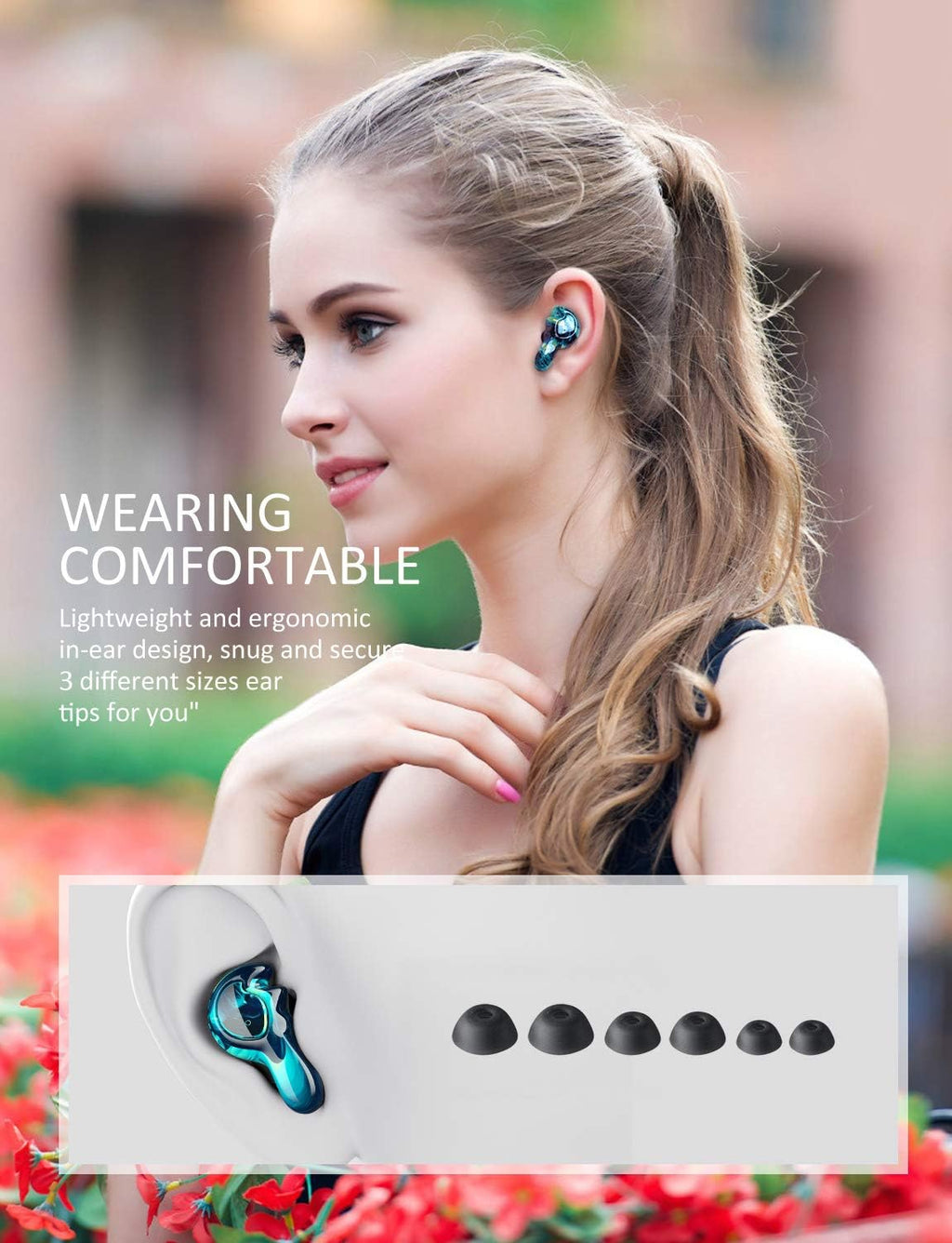 U-King True Wireless Earbuds Waterproof IPX7 Bluetooth Earbuds Wireless Headphones Bluetooth Headphones,Hifi 5.0 Wireless Earbuds 120Hrs Playing Time with Charging Case-Cool Blue