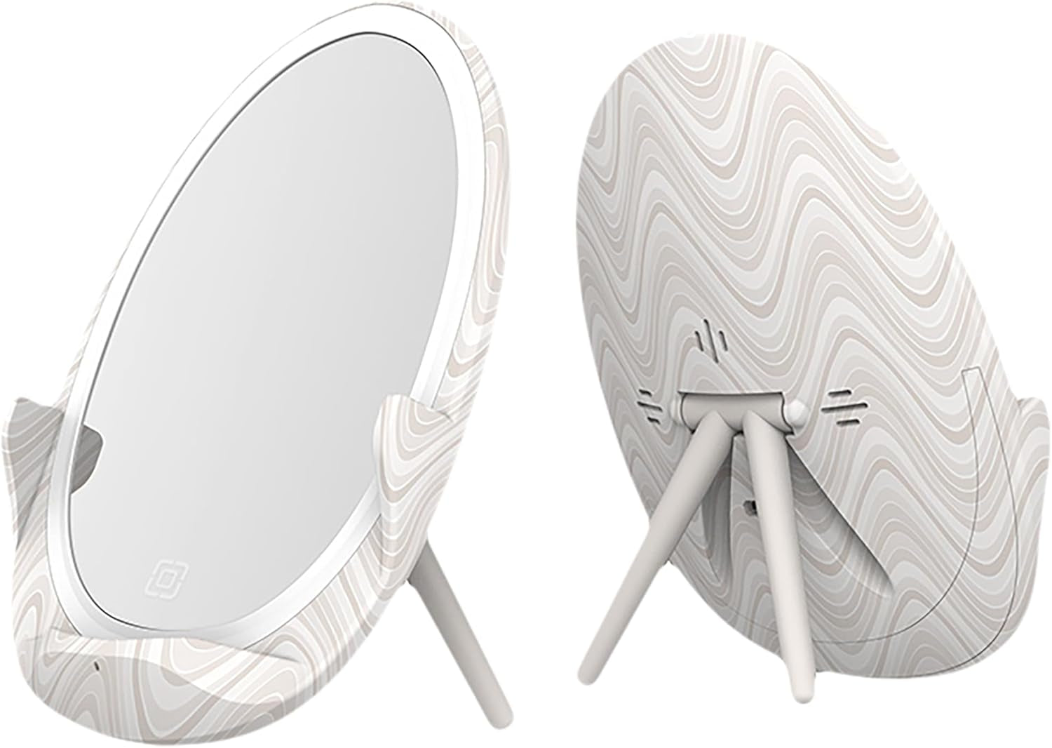 10W Wireless Charging LED Mini Mirrors, 2-Pack (White Ripple)