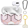 Airpods Pro Cute Case, Cute Apple Airpods Pro Cover Case Protective Airpods Pro Accessories Kit for Girls with 2 Keychains Compatiable with Apple Airpods Pro Case, Golden Marble