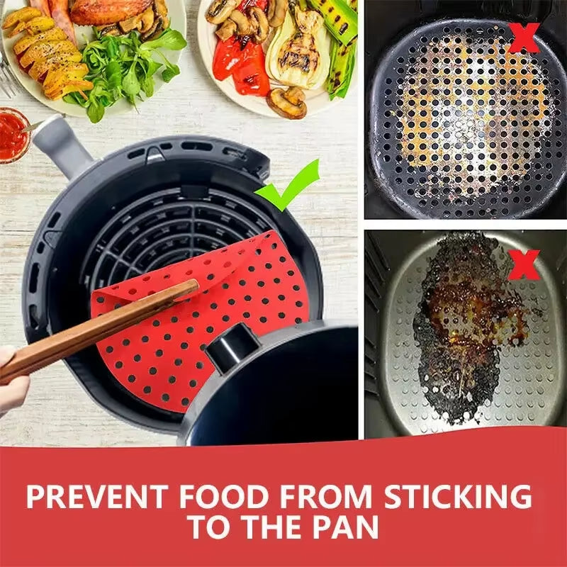 Reusable Silicone Air Fryer Liners Air Fryer Mats Parchment Paper Replacement Non-Stick Air Fryer Accessories for Cosori Gowise