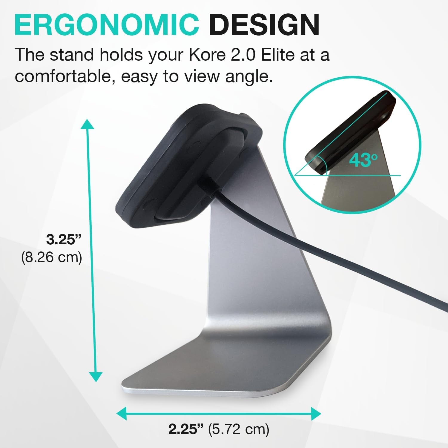 KORE 2.0 Elite Smartwatch Charging Stand - Aluminium Charging Watch Stand for Kore 2.0 Fitness Tracker L Sleek, Non-Slip Heart Rate Monitor Watch Holder Stand L Great Night Stand Accessories