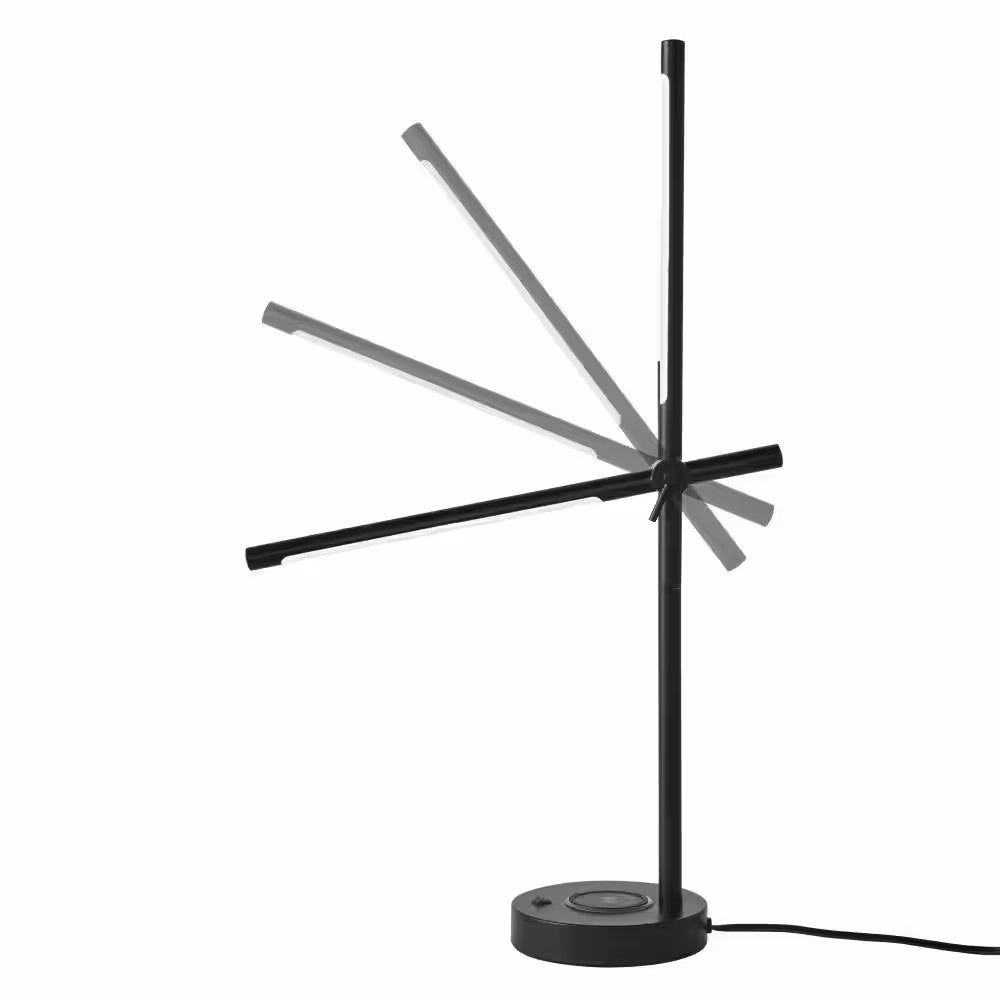 22 In. Indoor Black Integrated LED Table Lamp with Built-In Wireless Charging Pad