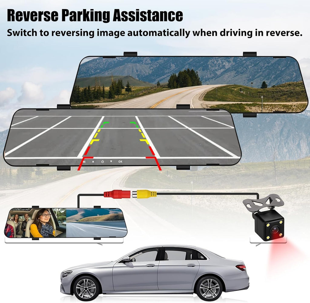 Espejo Retrovisor Con Camara Delantera & Trasera 3EN1 Coche Dash Cam Video DVR