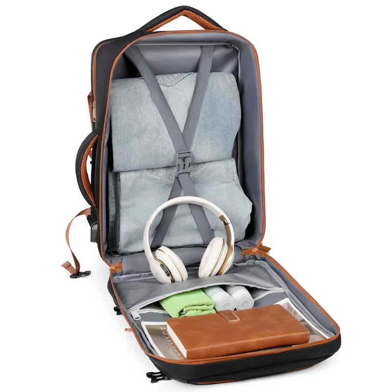 Smart Travel Backpack Unisex - USB Port & Multi-Compartment,Lightweight Oxford with Luggage Strap for Daily Use and Shopping