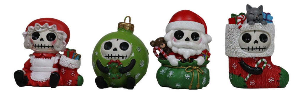 Christmas Furry Bones Mr. and Mrs. Santa Claus Tree Ornament and Stocking Figurines