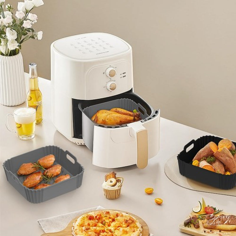 2 Pack Air Fryer Silicone Liners Square Airfryer Reusable for 4-5.5/5-8.5 QT