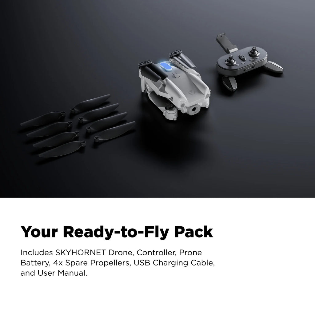 Skyhornet Foldable RC Drone with 720P HD Camera, Wifi FPV Live Video, 3 Speed Modes, Auto Takeoff & Landing, 11 Minutes Flight Time, Remote Control Quadcopter Toy for Kids & Beginners, White