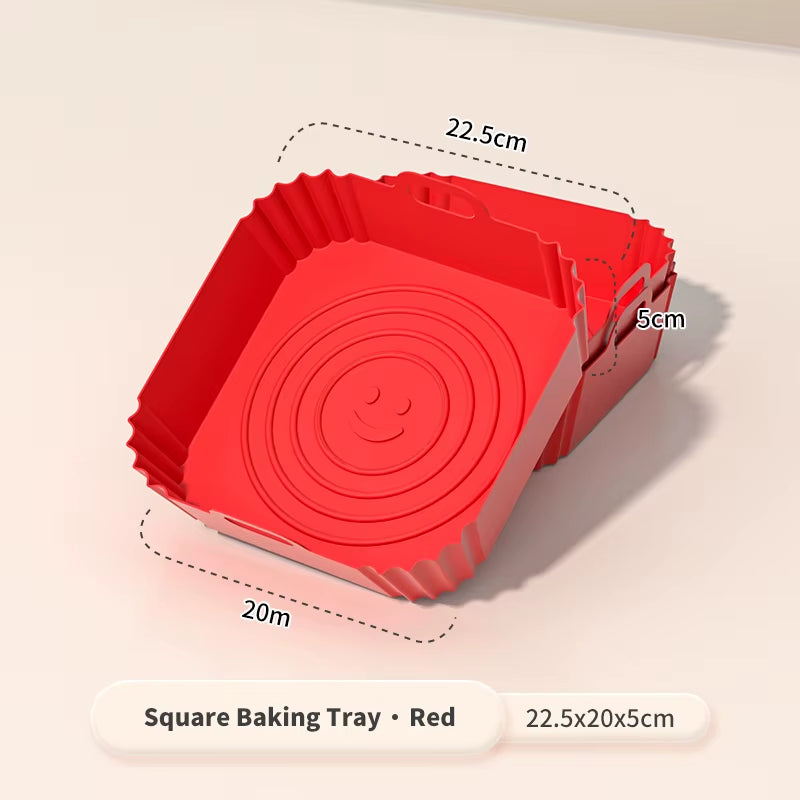 2 PCS Square Silicone Air Fryer Liners - 8 Inch Reusable Air Fryer Pot - Air Fryer Accessories - Air Fryer Inserts for 4 to 7 QT