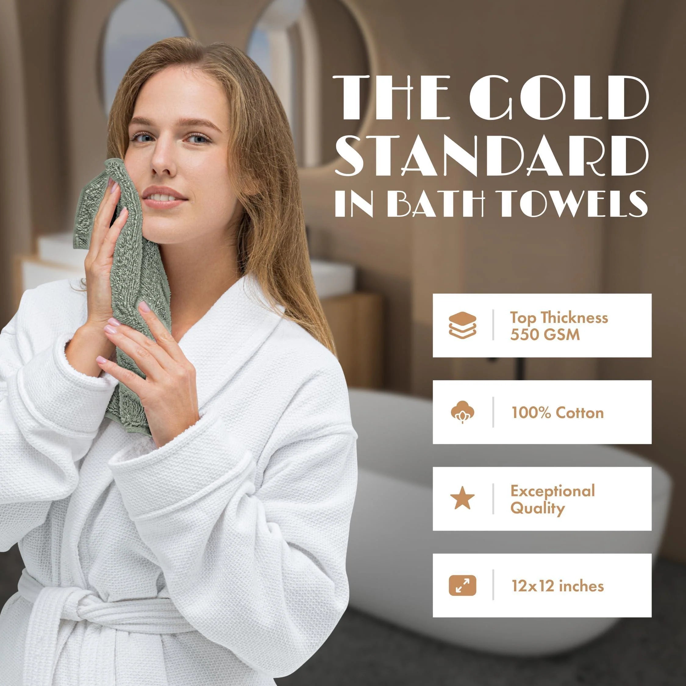 Green Washcloths Set for Body Face 12 Pack 12X12 Inch Towel Cotton Wash Cloths Bulk Spa Fingertip Wash Clothes Soft Absorbent Gym Towels