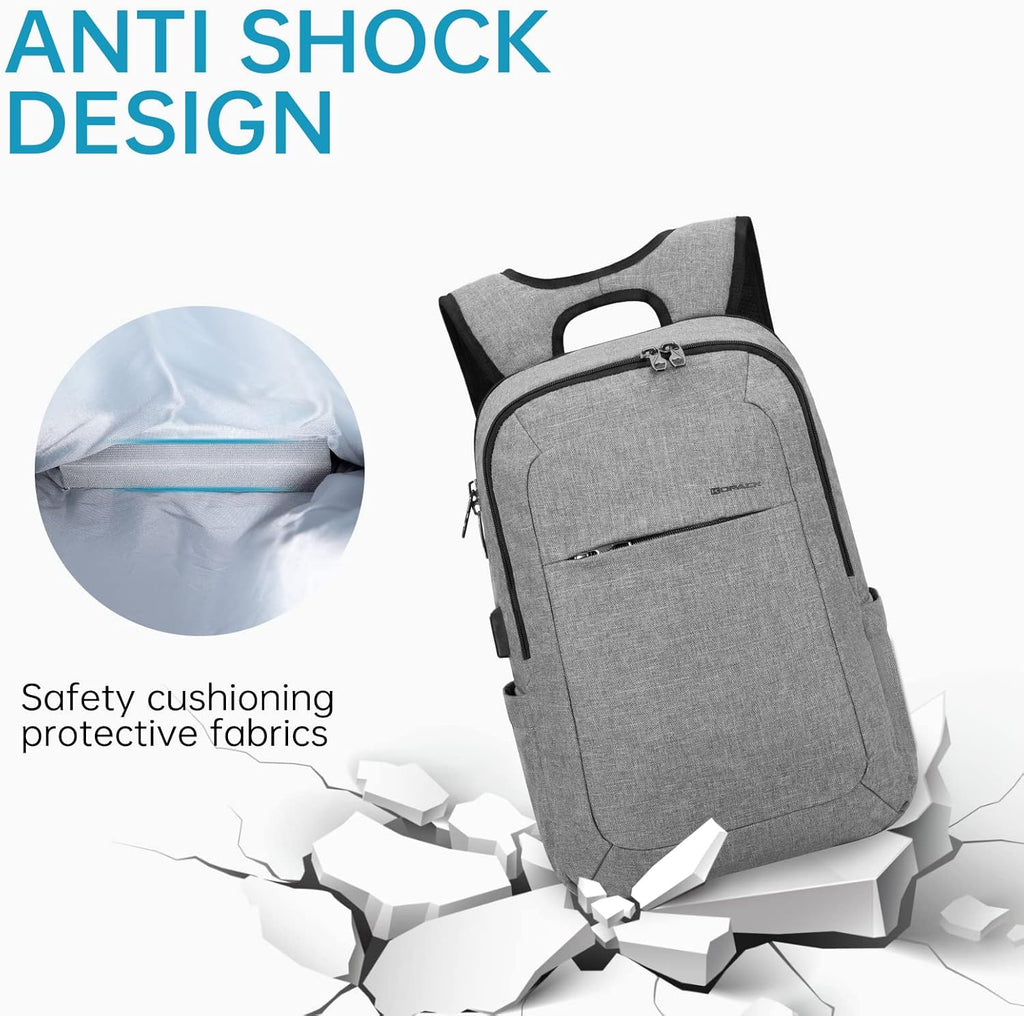 Anti-Theft 15.6 Inch Laptop Backpack, Gray, Unisex