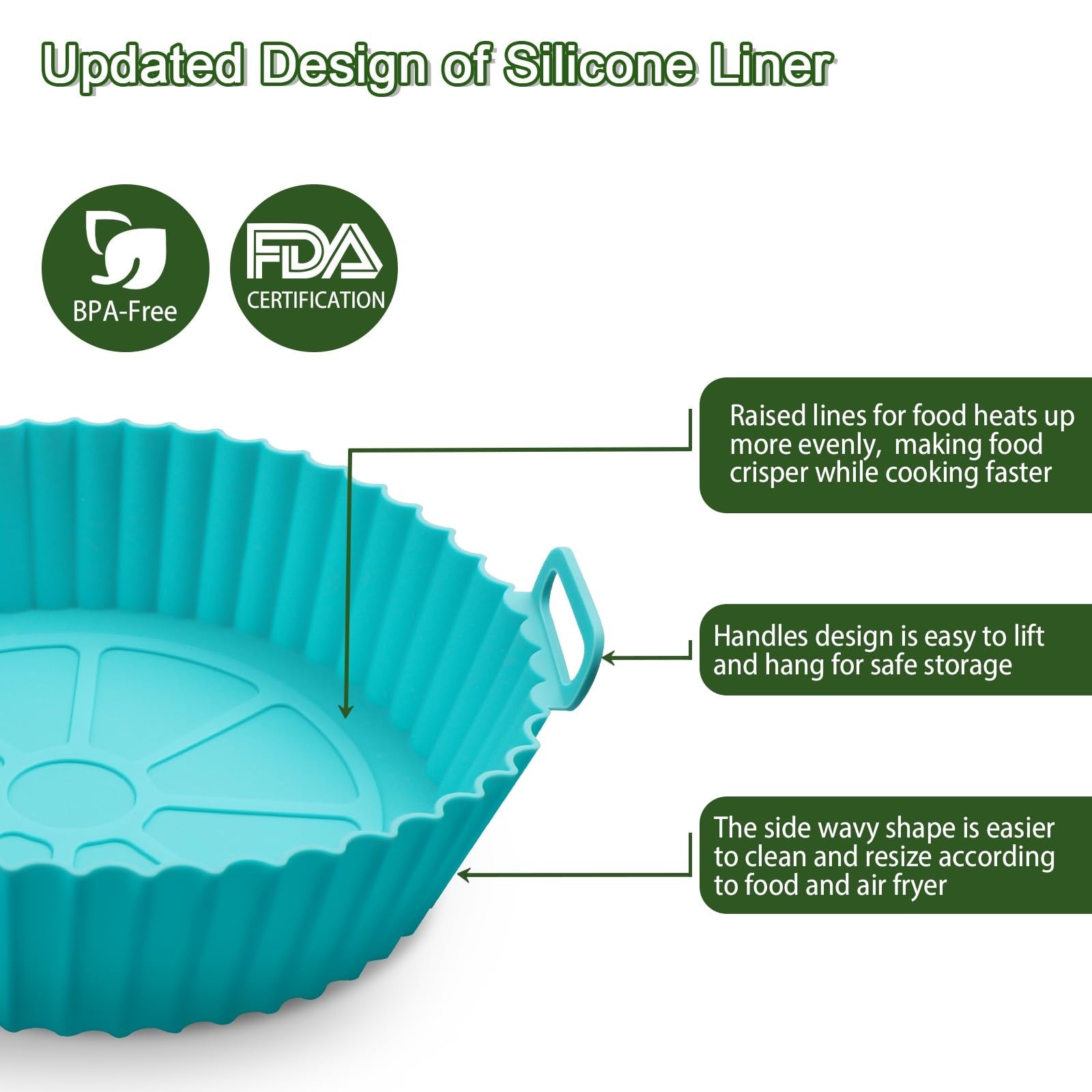 3 Pack Air Fryer Silicone Liners, 8Inch Airfryer Liners, Air Fryer Basket Lin...