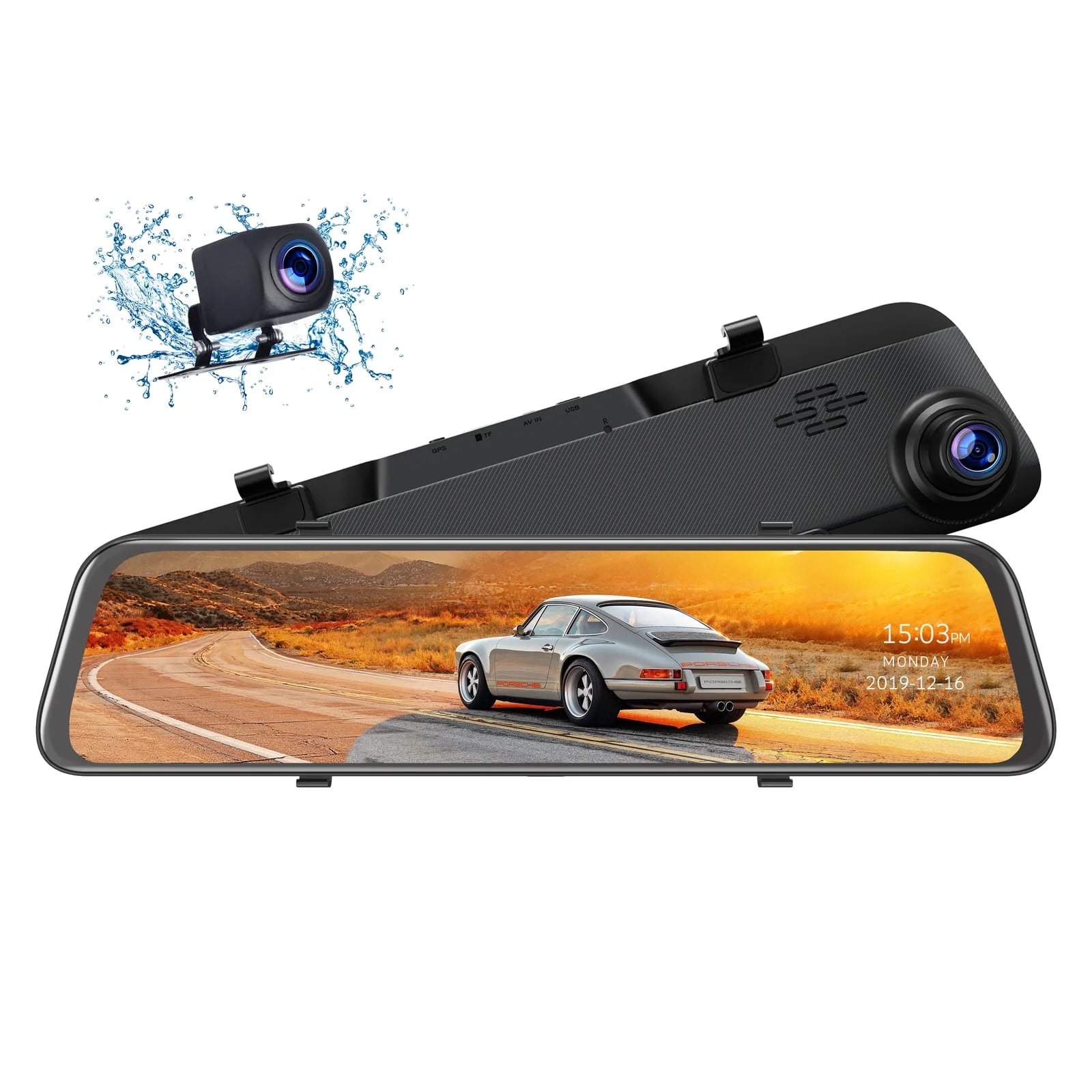 2.5K Mirror Dash Cam for Car, Dual Dash Camera Front and Rear 10" Full Touch Screen, Rear View Mirror Camera, 1080P Waterproof Backup Camera, Parking Assist, Loop Recording, G-Sensor