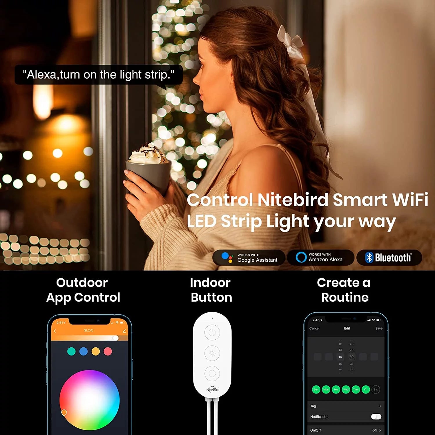Indoor 16Ft Smart App Control Alexa & Google Assistant Compatible LED Strip Lights