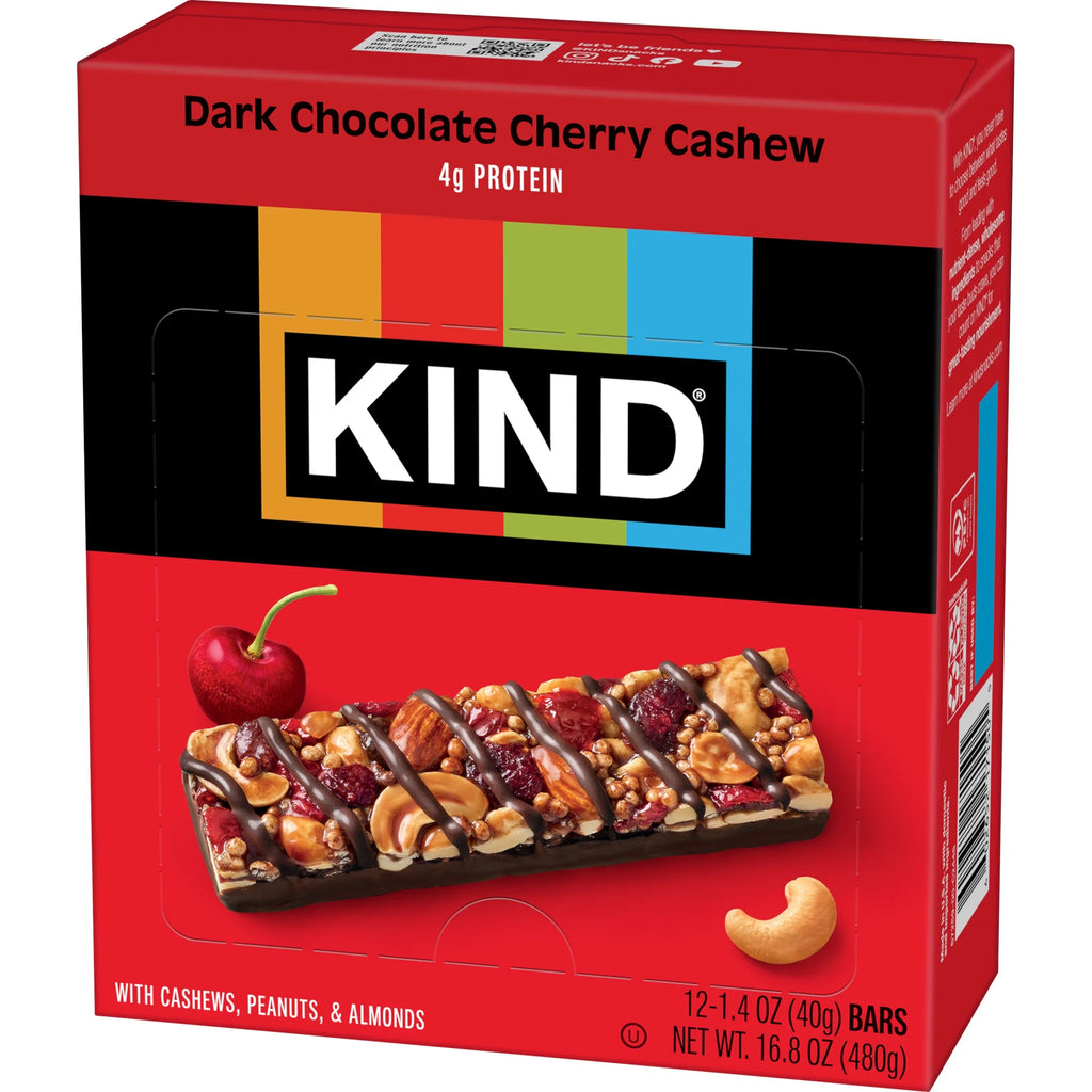 Gluten Free Dark Chocolate Cherry Cashew Snack Bars, 1.4 Oz, 12 Count Box