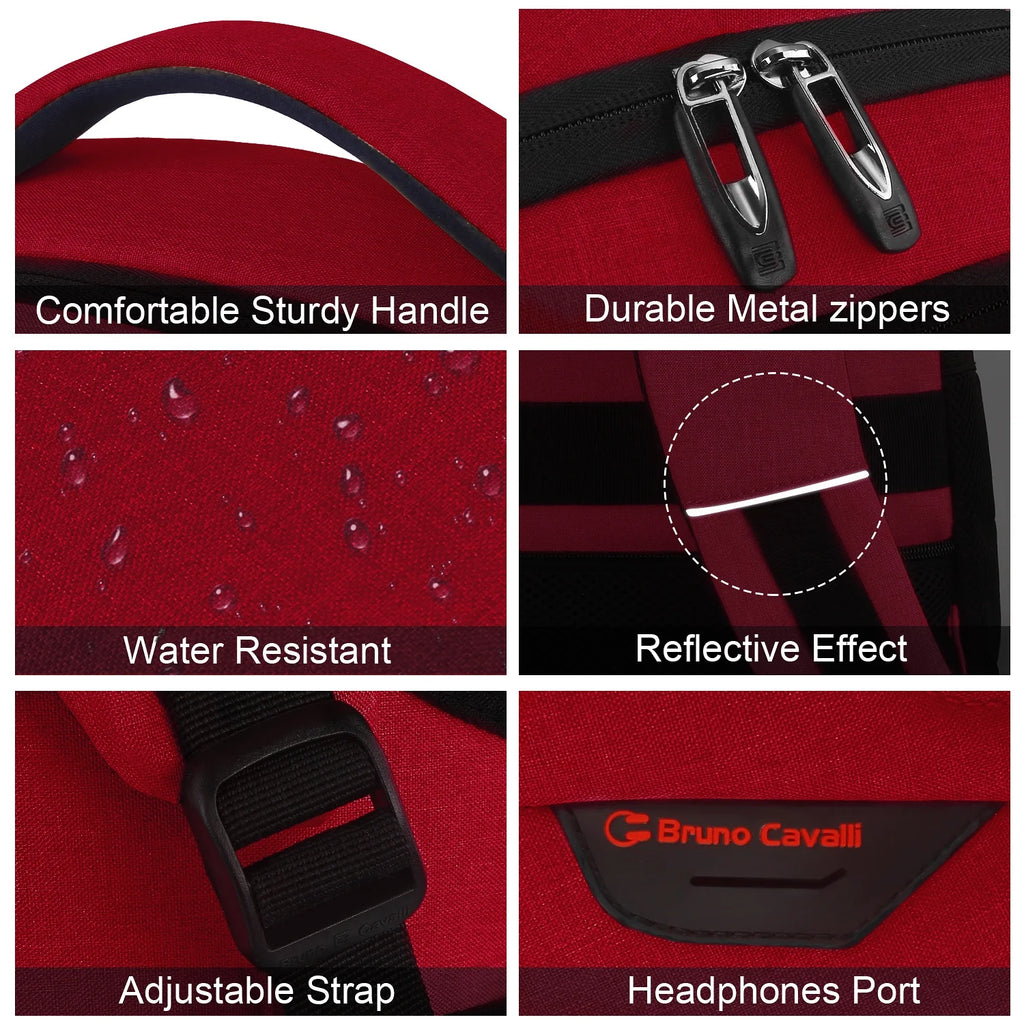 Red Laptop Backpack Computer Business Backpack for Adult Water Resistant Anti-Theft Laptop Backpack for Men