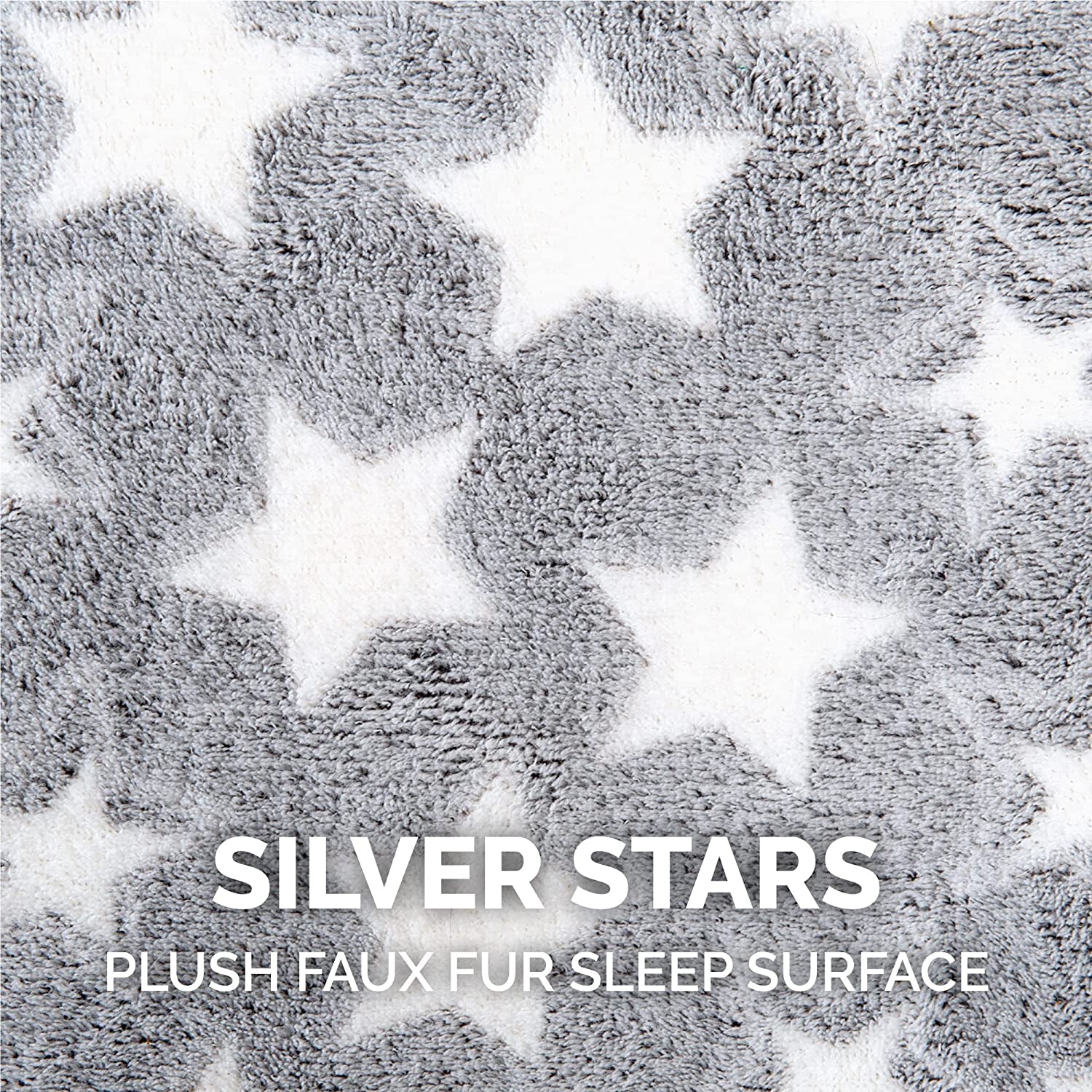 Cat Bed Snuggle Hideout for Indoor Cats & Small Dogs, Washable & Foldable W/ Plush Ball Toy - Snuggle Hideout-Bear Pet Tent - Silver Stars, Small