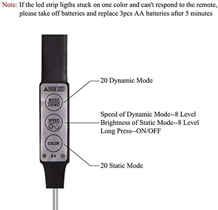Battery Powered Led Strip Lights RGB with Mini Controller Waterproof Led Rope Lights Battery Operated Led Lights Multi Color Changing Lights 2M 6.56Ft