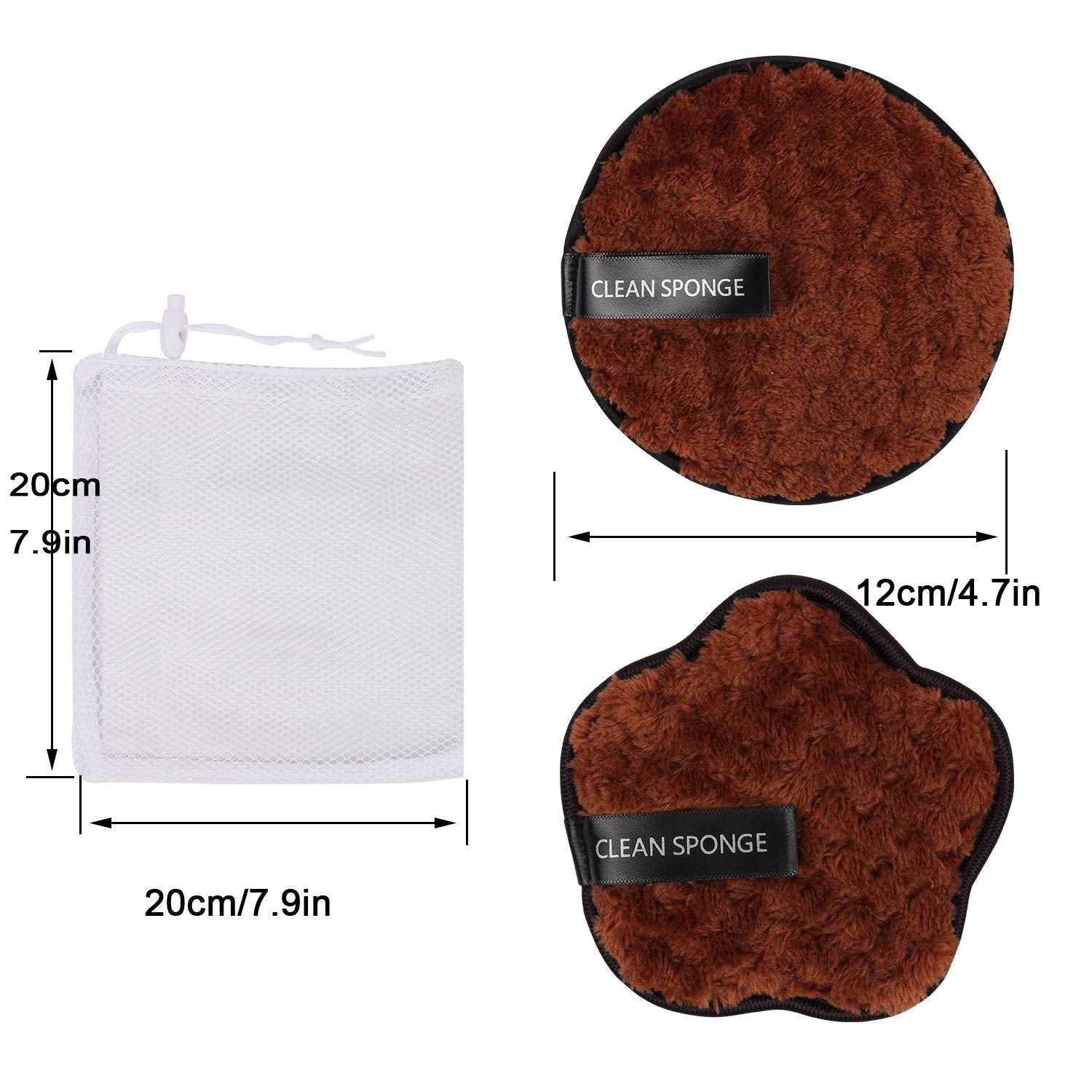 8 Pack Reusable Makeup Removing Pads Face Cleansing Pads Christmas Gifts Face Eraser Removing Cleaning Puff Soft Chemical-Free Facial Cotton Pads with Laundry Bag 4.7" Dia