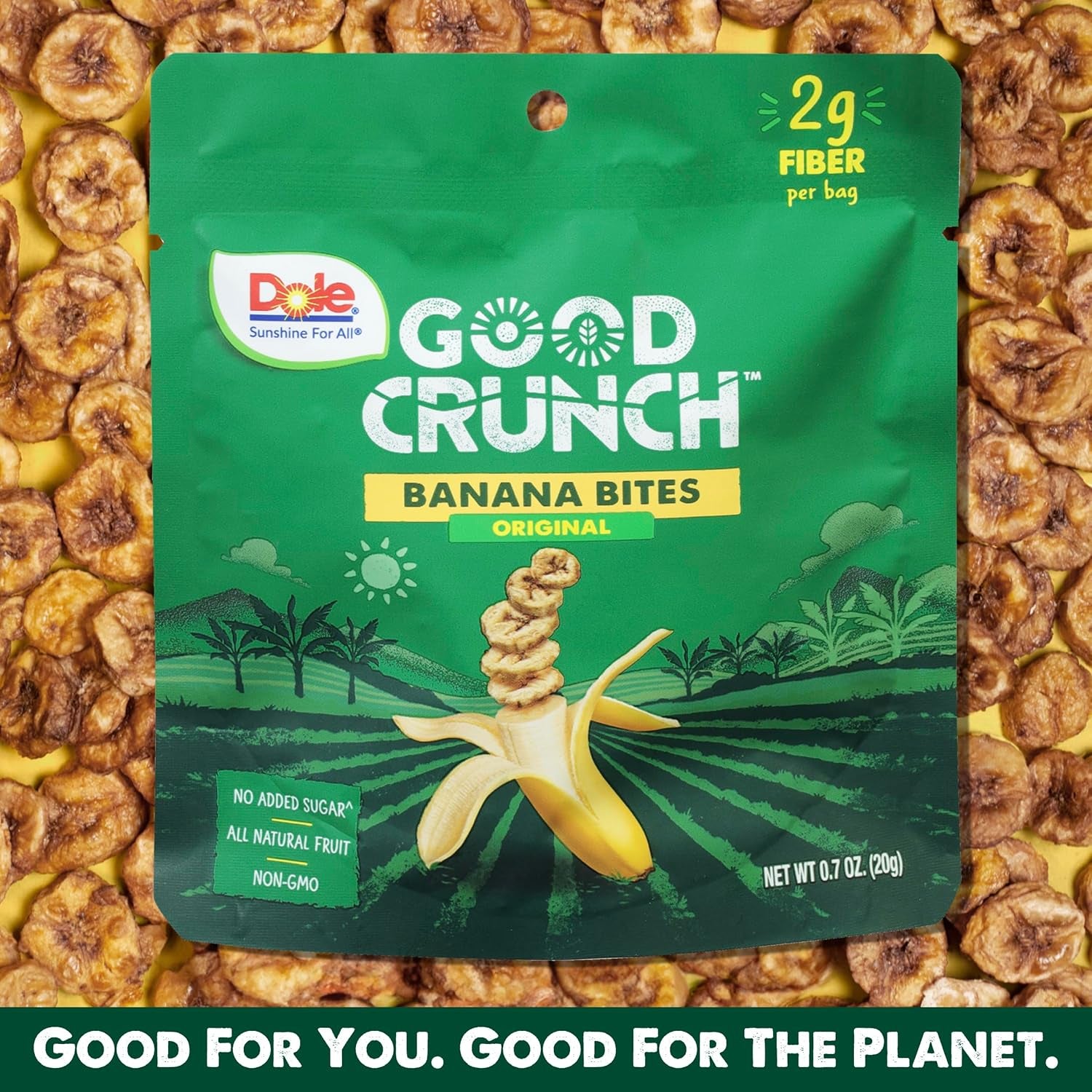 Good Crunch Banana Dried Fruit Bites, Gluten Free & Vegan Snack, 0.7Oz Bags (Pac