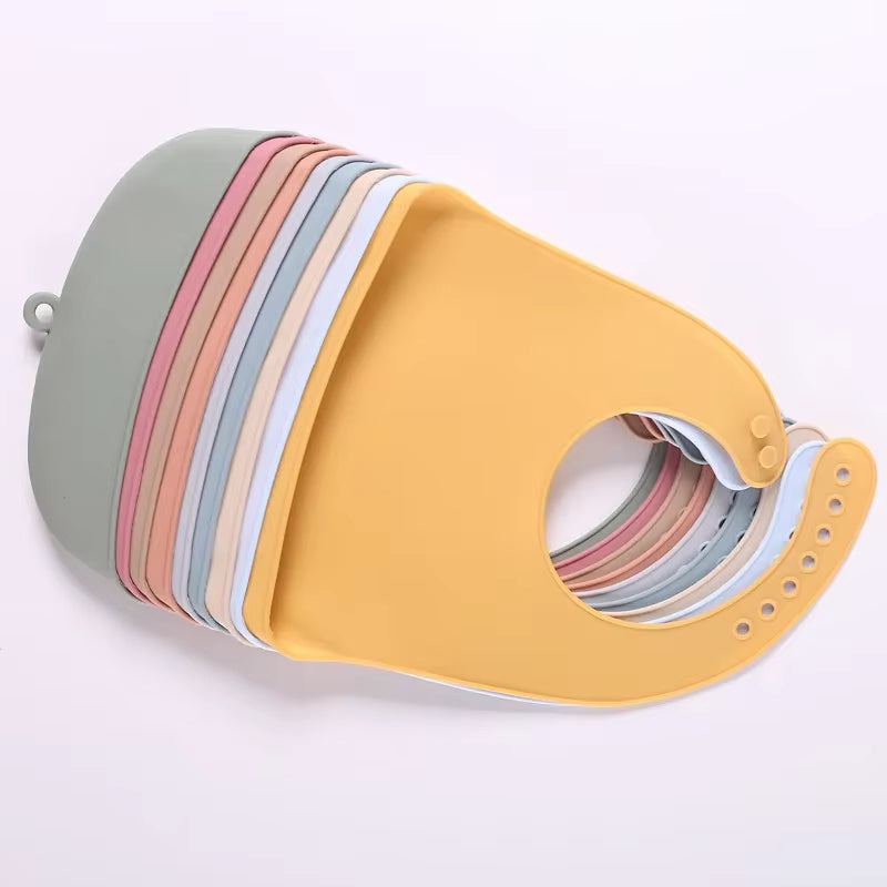 1Pcs New Lunch Apron Toddler Silicone Bibs Baby Kids Girl Boys Waterproof Saliva Solid Feeding Bib Baby Silicone Bib Aprons