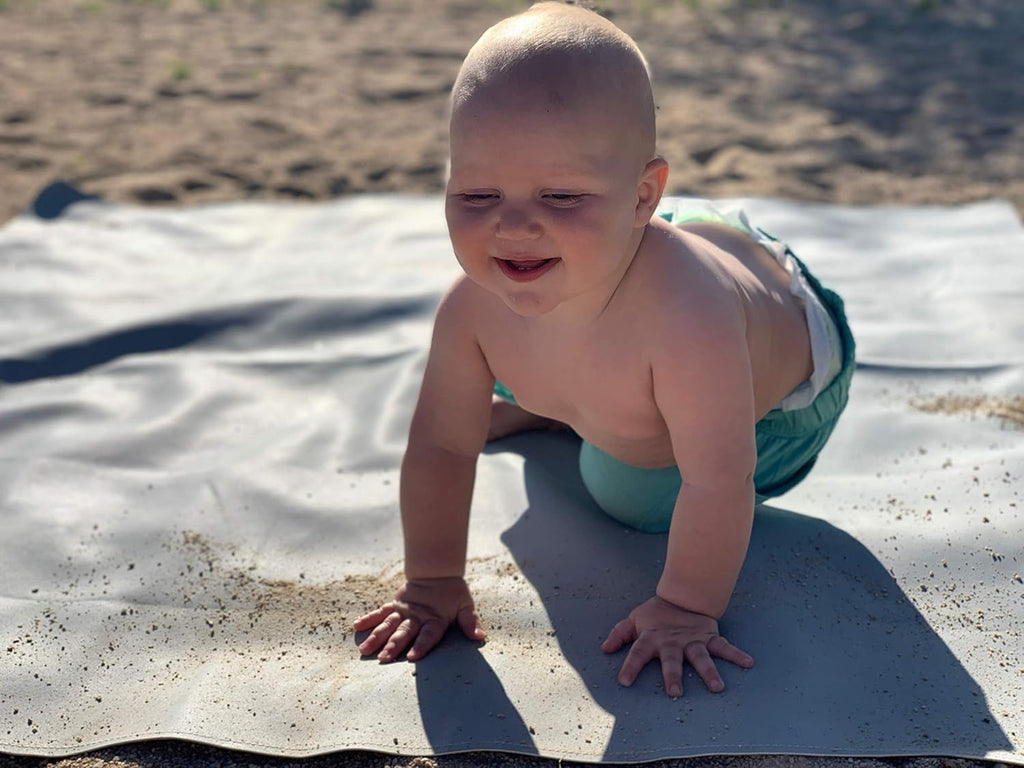 Leather Multipurpose Mat - Kids Luxurious Picnic Mat - Waterproof and Sand Proof Beach Blanket - Indoor and Outdoor Play Mats - High Chair Mat - Includes Carrying Strap for Easy Travel… (Gray)