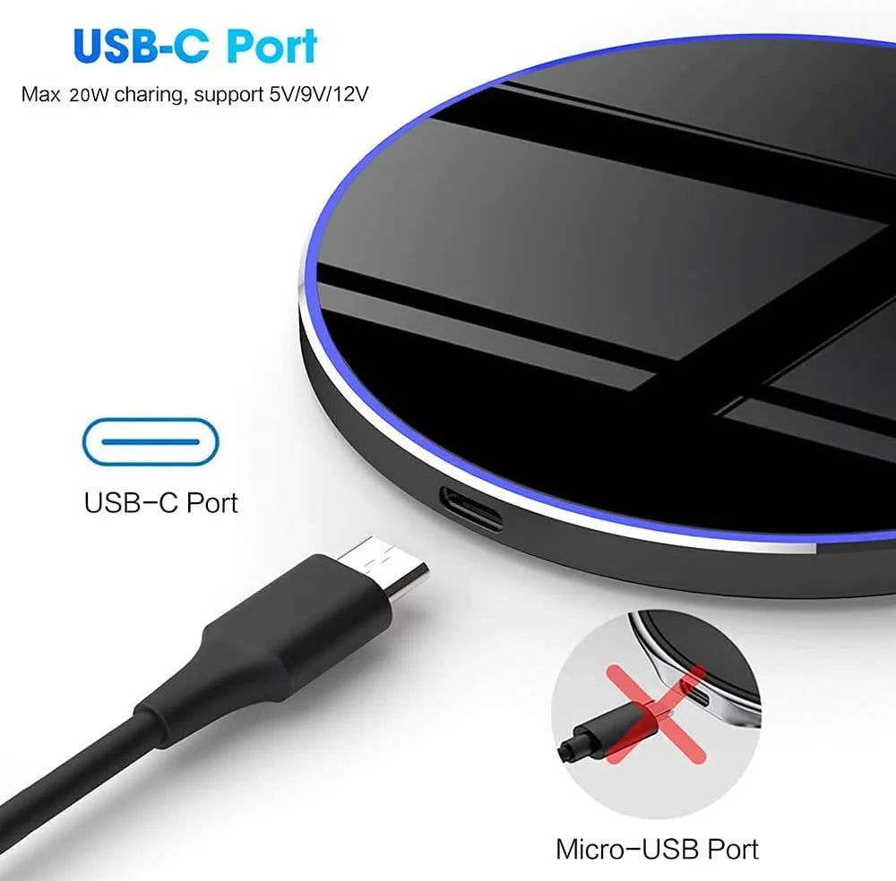 20W Wireless Charger Fast Charging Station for Iphone 15 14 13 12 11 X 8 Airpods Samsung Galaxy Black