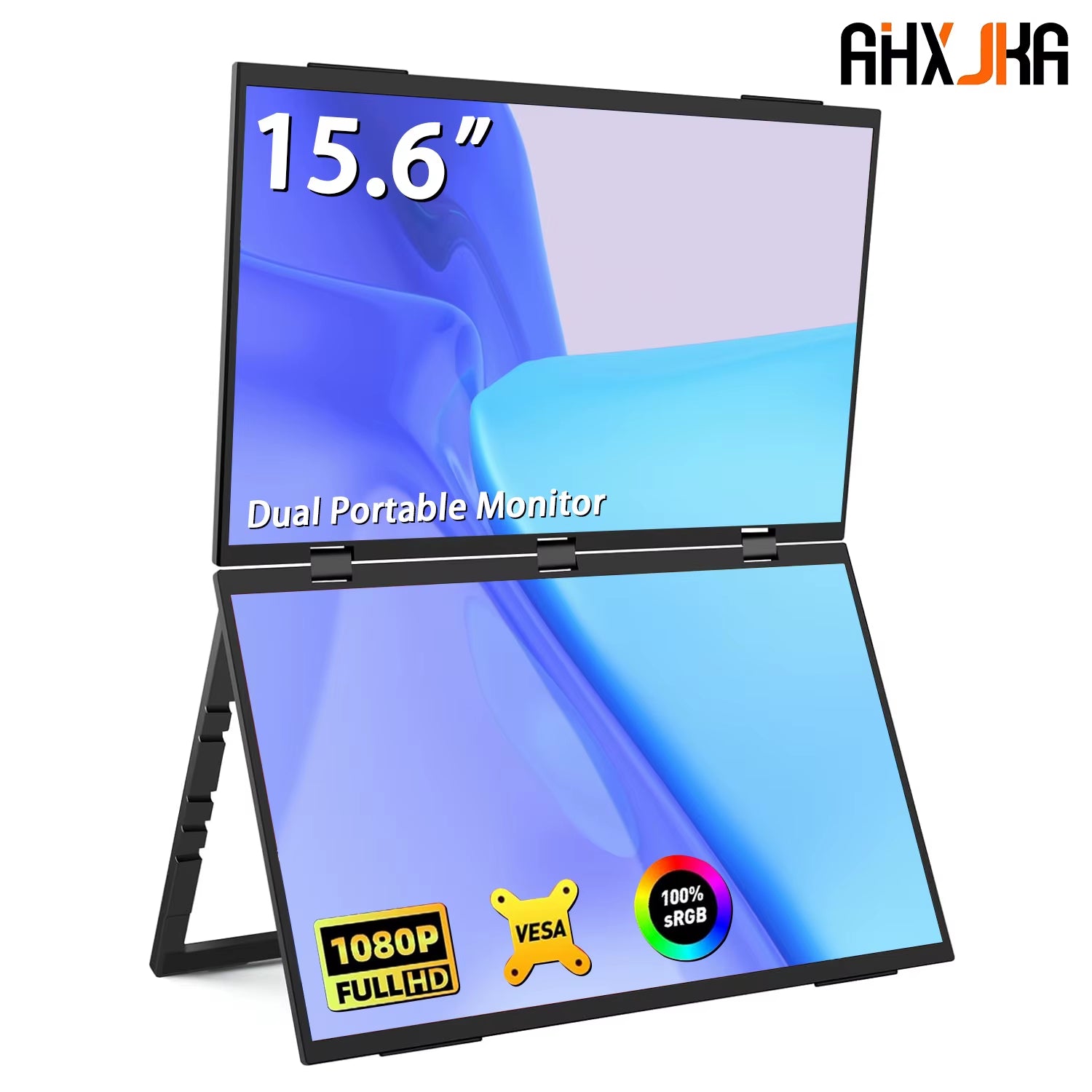 15.6-Inch Dual Portable 1080P FHD Monitor - Stackable Laptop Screen Extender for Windows and Mac