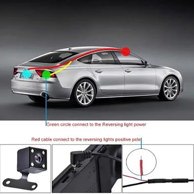 5Pin Car Mounted Car DVR 4LED Rear View Camera 170° Motor Vehicle Mirror Dash Cam DVR Rear View Camera 2.5Mm Waterproof
