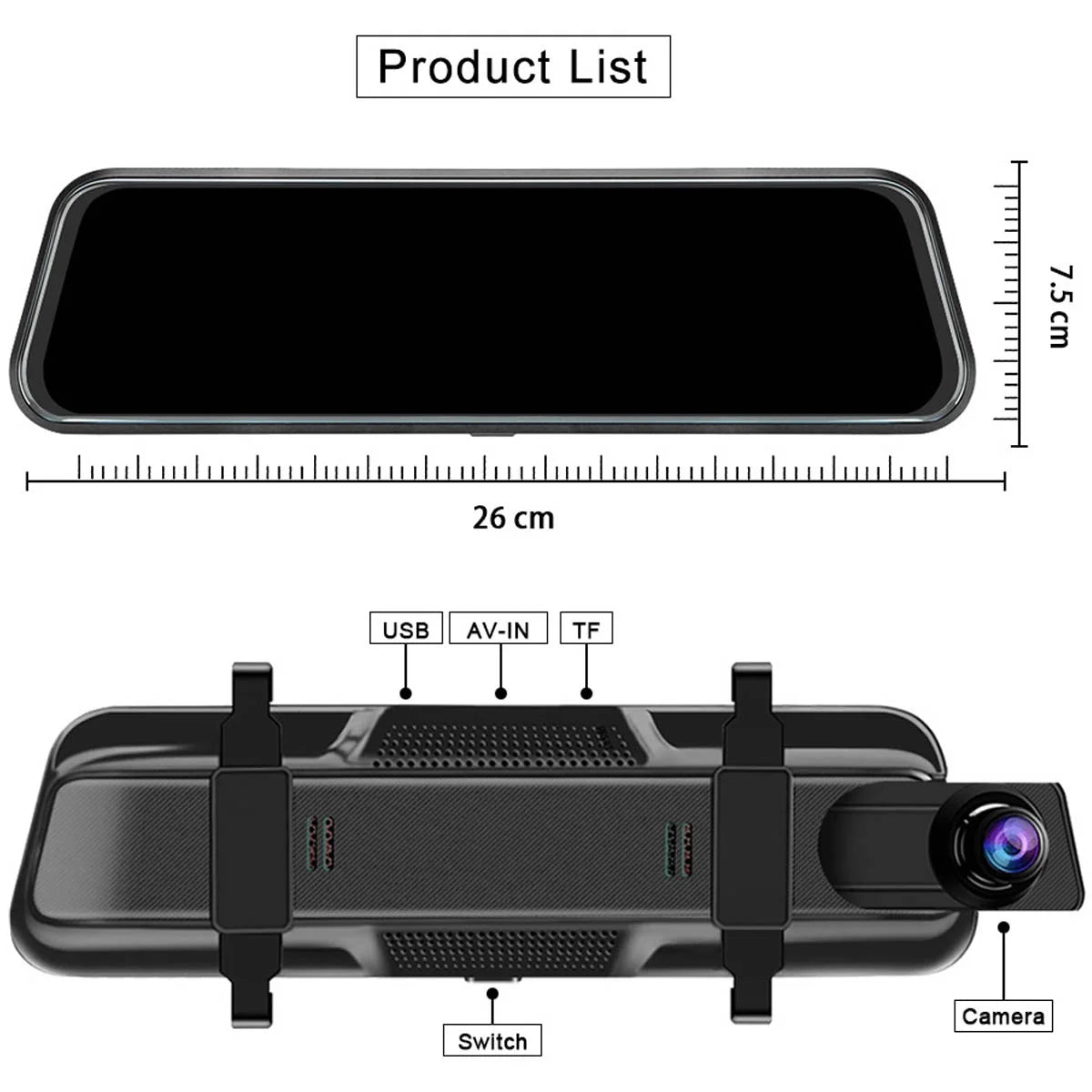 10" 1080P Mirror Dash Cam,Full Touch Screen Backup Camera Front and Rear View Parking Monitor with Super Night Vision, Motion Detection, G-Sensor