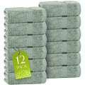 Green Washcloths Set for Body Face 12 Pack 12X12 Inch Towel Cotton Wash Cloths Bulk Spa Fingertip Wash Clothes Soft Absorbent Gym Towels