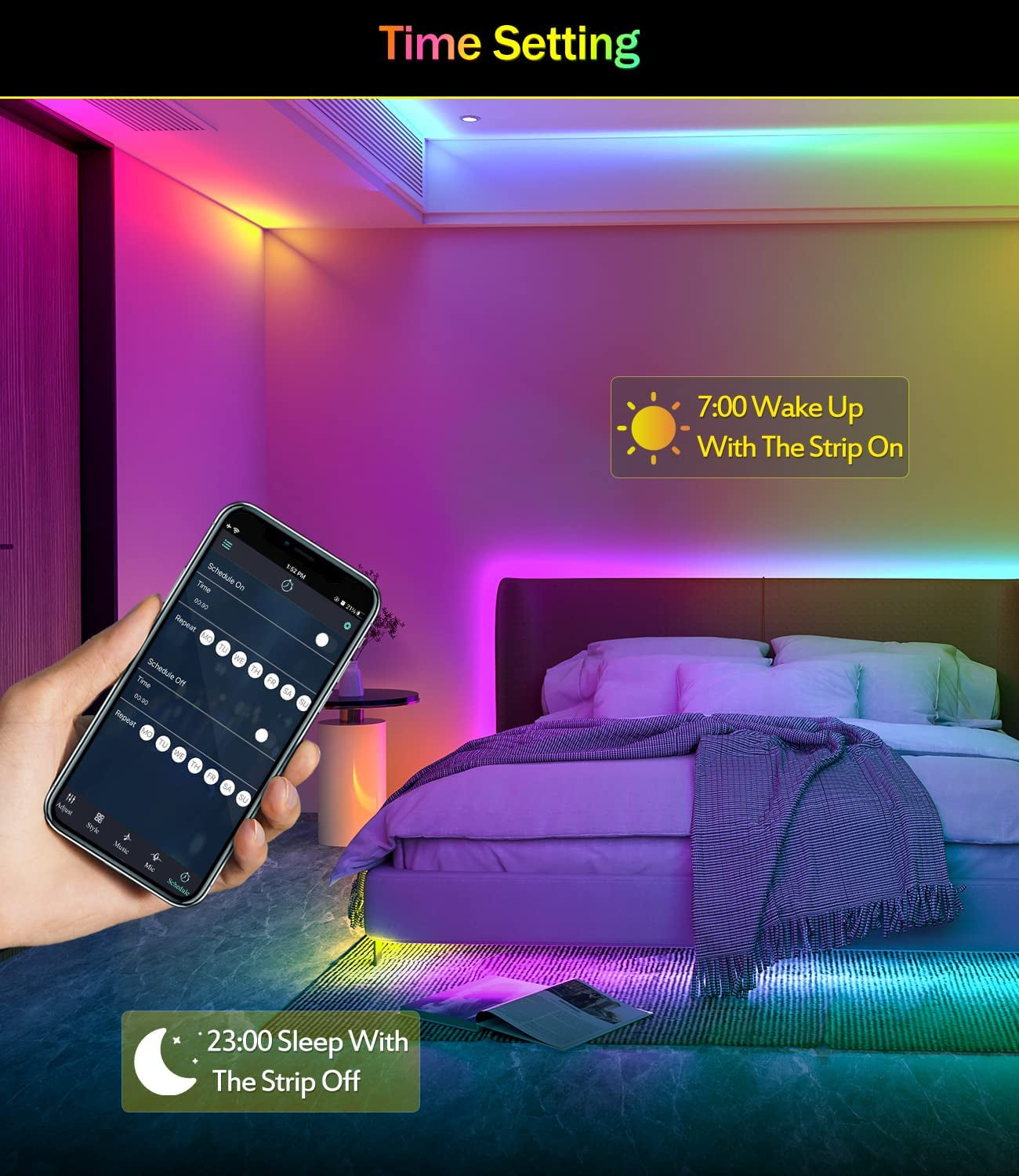Led Lights for Bedroom, 33Ft Led Chasing Effect Dream ICRGB Light Strip, USB Smart Light Strips APP Control Music Sync Color Changing Led Strip Lights with Remote for Home Christmas Decoration
