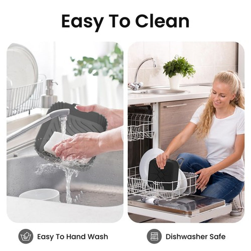 2 Pack Air Fryer Silicone Liners Square Airfryer Reusable for 4-5.5/5-8.5 QT