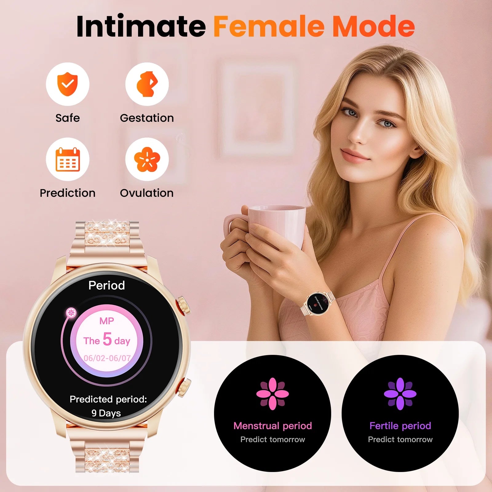 Smart Watch(Answer/Make Call), Smartwatch Fits for Android and Iphone, 1.39" HD Fitness Watch with 100 Sports Modes, Waterproof, Activity Smart Watches for Women, Two Straps, Gold
