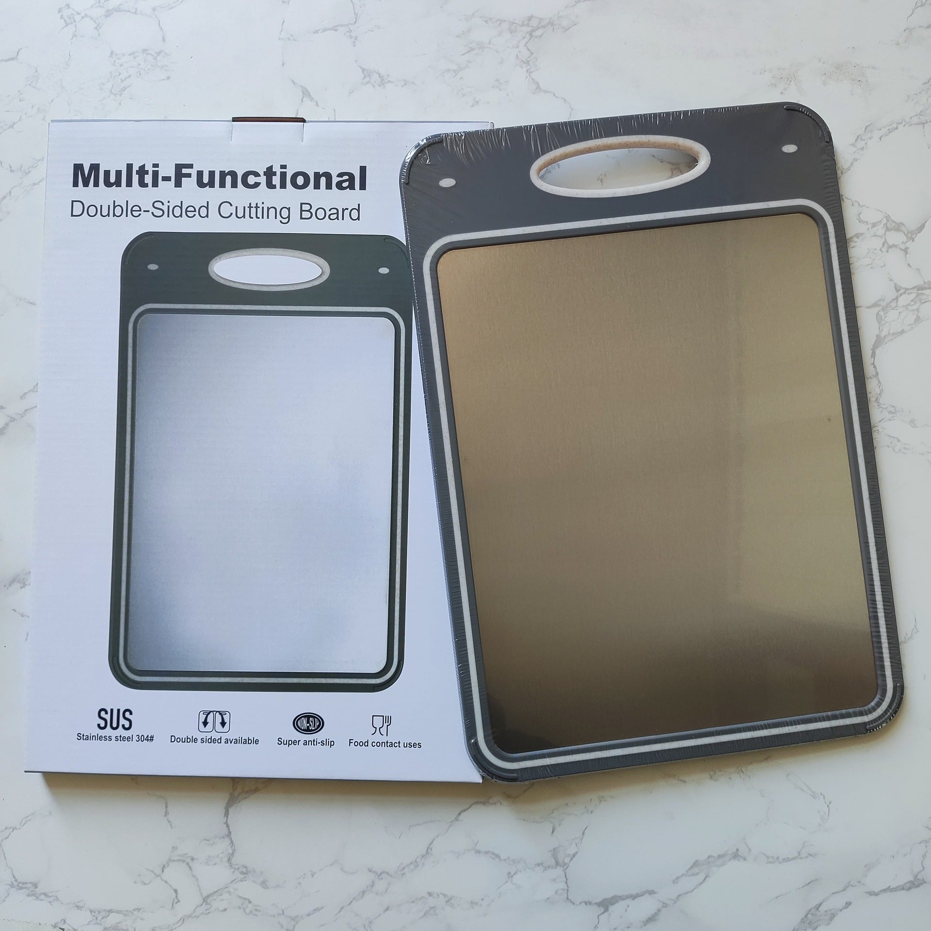 Kitchen double-sided food grade plastic cutting board 304 stainless steel cutting board cutting board