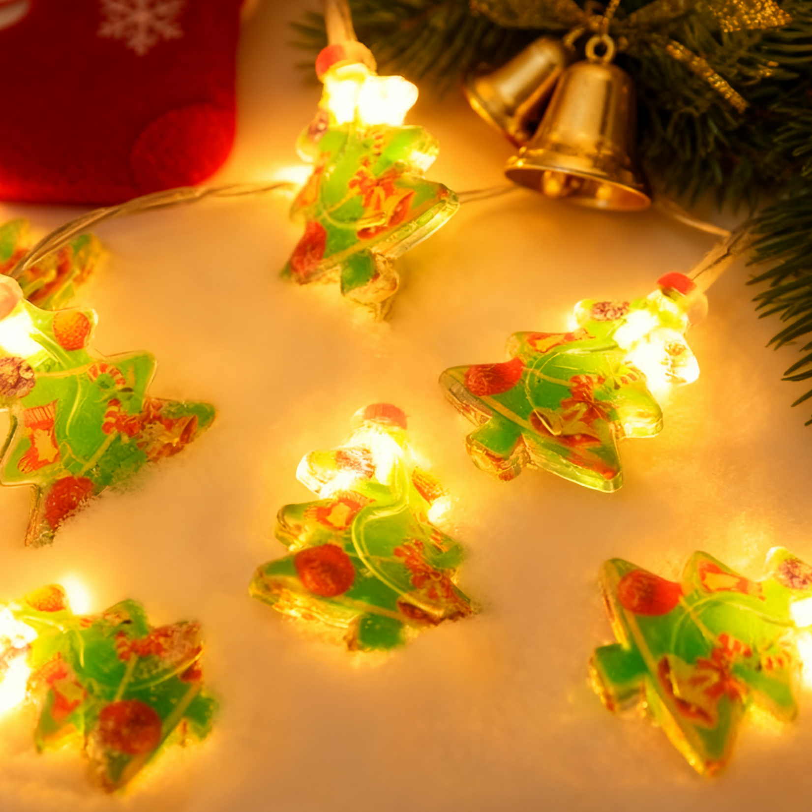 Colorful Christmas tree, Christmas lights, LED light string