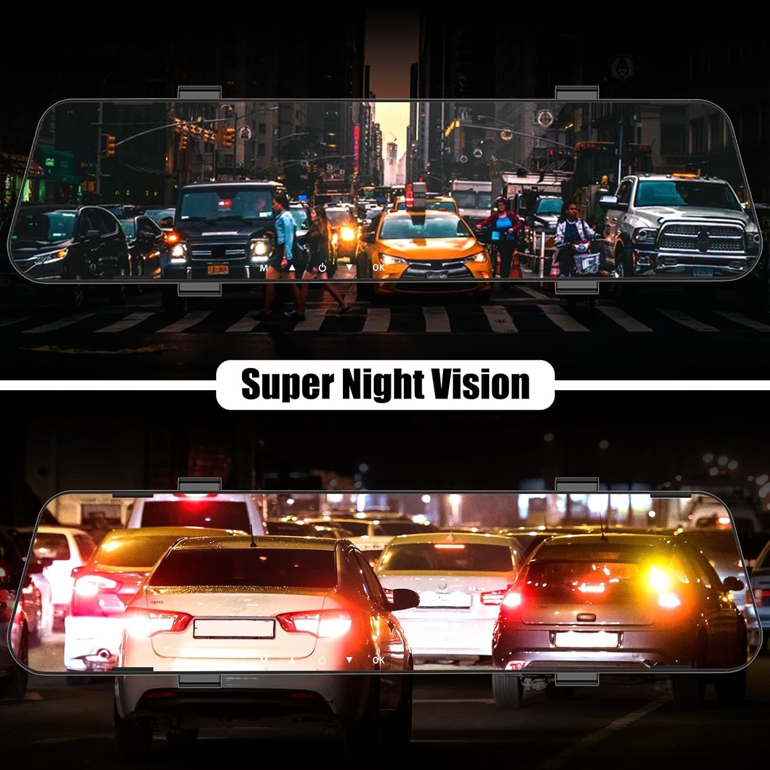 Espejo Retrovisor Con Camara Delantera & Trasera 3EN1 Coche Dash Cam Video DVR