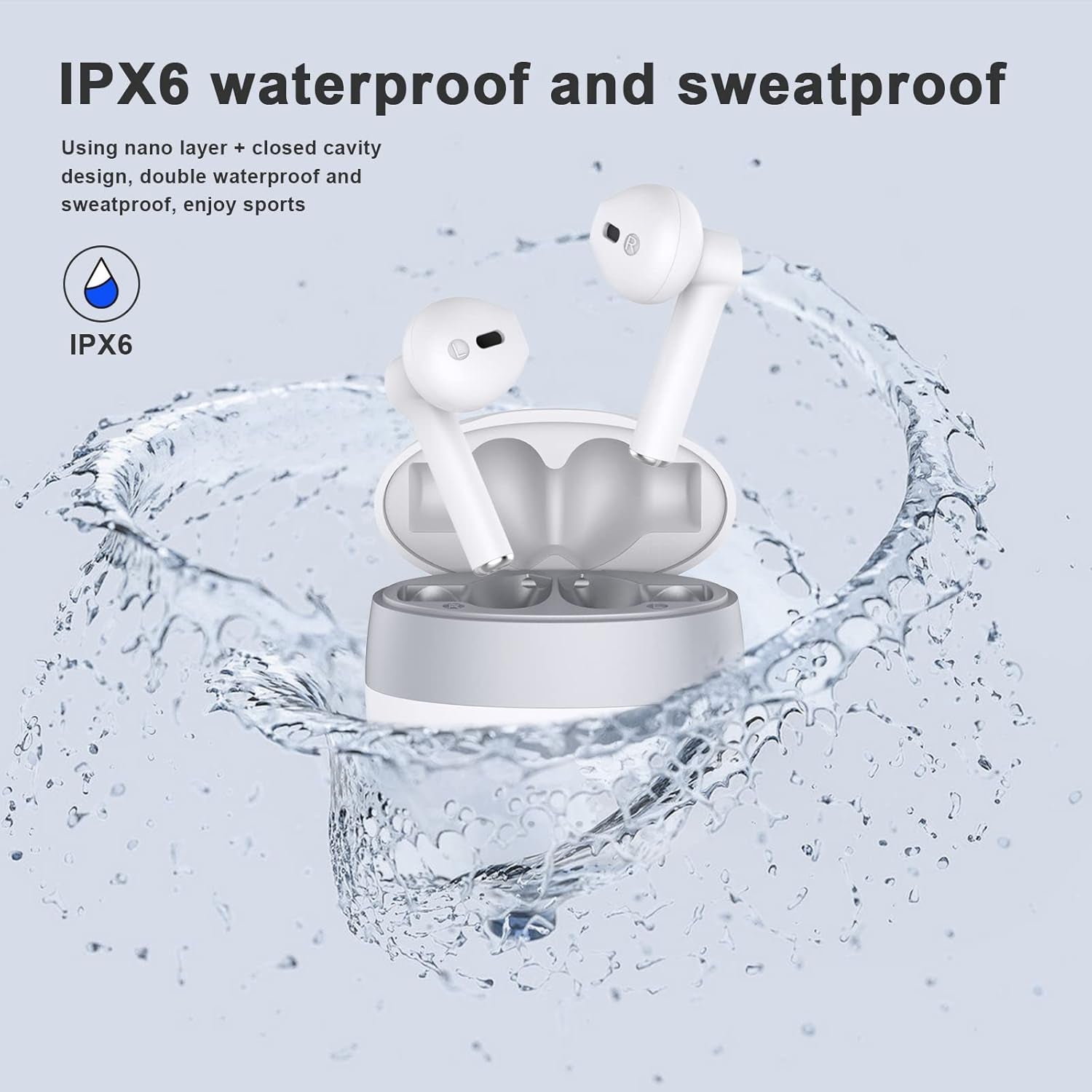Wireless Earbuds, Bluetooth 5.2 ENC Noise Cancelling Deep Bass In-Ear Stereo Earphones, IPX6 Waterproof Headphones with Mic, USB-C Charging Case, Touch Control Ear Buds Headset for Iphone Android Ios