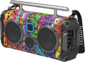 Bluetooth Boombox Flare6 NYC Graffiti | Retro Boombox with Bluetooth Speaker | Includes Rechargeable Lithium Battery, Carrying Strap & Remote | Quality Loud Sound with Bass
