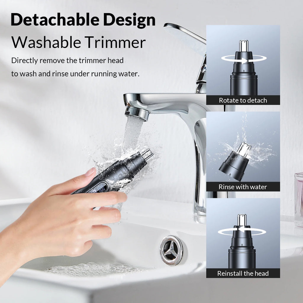 Ear & Nose Hair Trimmer for Men Women - Rechargeable Hair Trimmer with Dual Edge Blades, Professional Hair Removal Tool(Black)