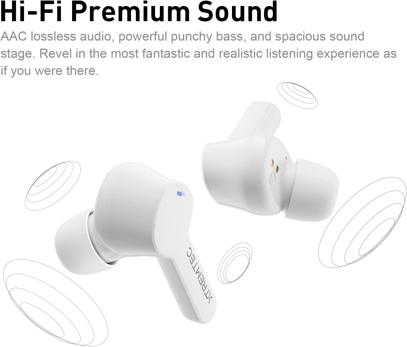 Bluetooth Noise Cancelling Wireless Earbuds for Iphone/Android, In-Ear Sweatproof Stereo Bass Headphones, Immersive Sound Bluetooth 5.2 Earphones with Microphones,En-Able Computer (White)