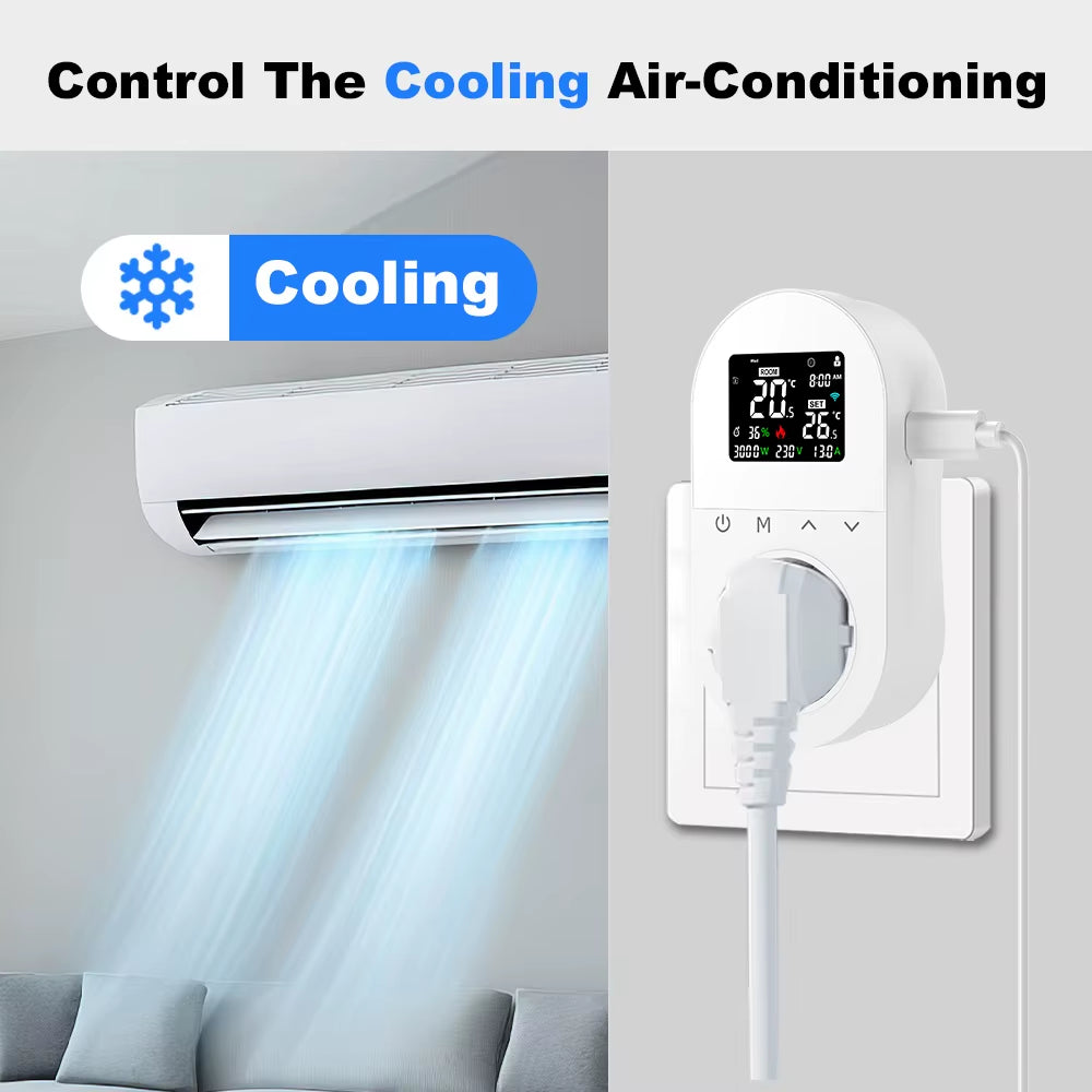 Smart Wifi Digital Thermostat Socket 16A EU Plug App Remote Temperature Heating Cooling Control for Google Home Alexa Tuya