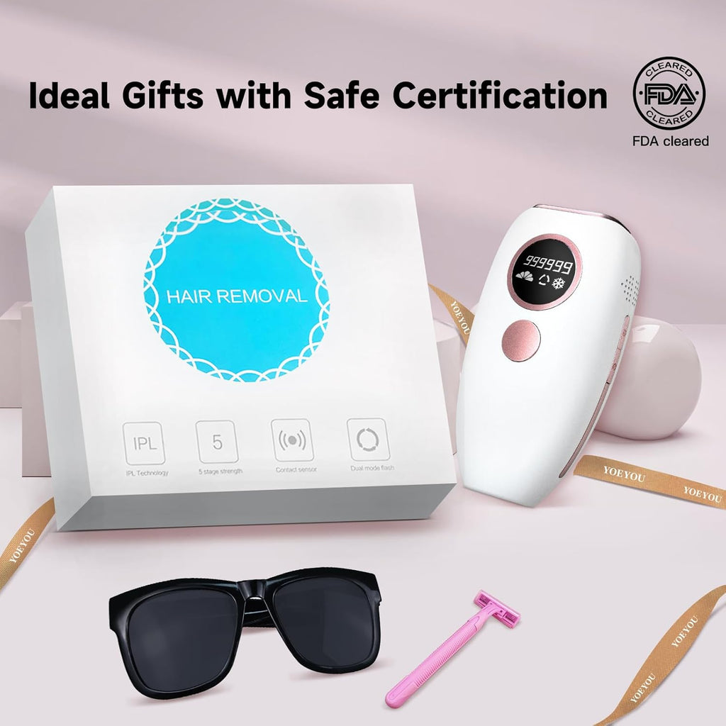 Laser Hair Removal,  IPL Hair Removal with Painless Ice-Cooling, 20J MAX Energy, 5 Levels and 999999 Flashes Hair Removal Device for Women & Men Permanent, Hair Removal Auto Mode for All Body