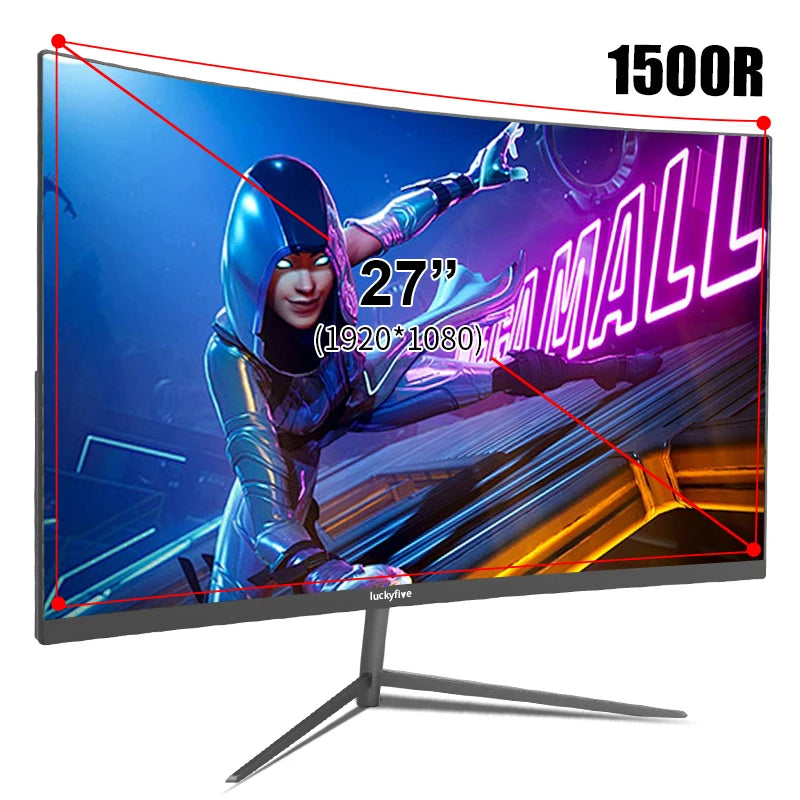 27-Inch 1080P Curved Gaming Monitor, 165Hz Refresh Rate, Built-In Speakers, 1ms Response Time, VESA Compatible