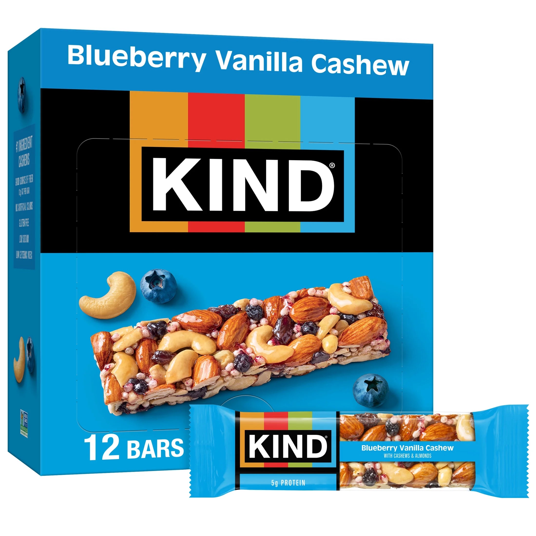 Gluten Free Blueberry Vanilla Cashew Snack Bars, 1.4 Oz, 12 Count Cardboard Box