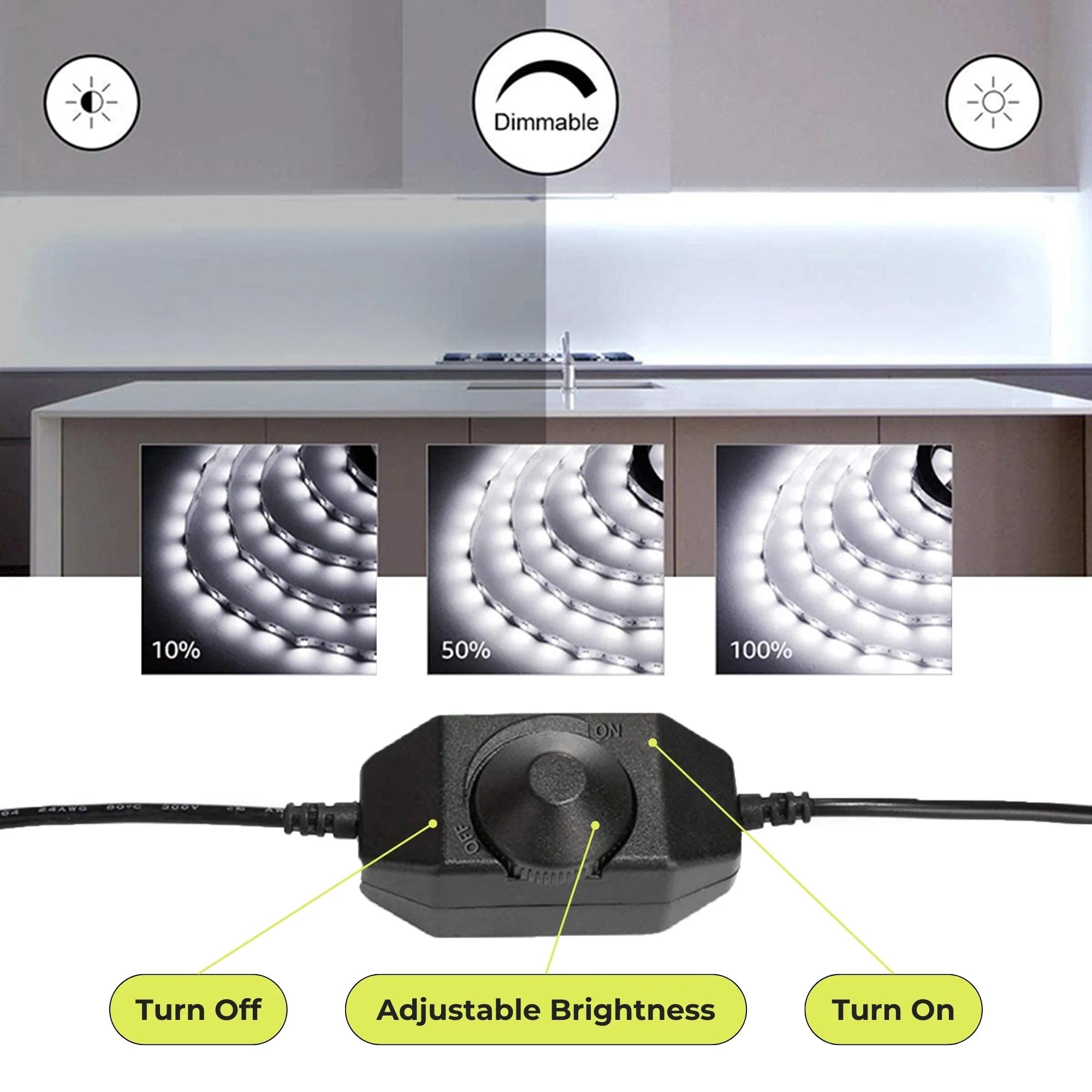 LED Light Strip for Indoor Use, White Plastic, 16.4 Ft