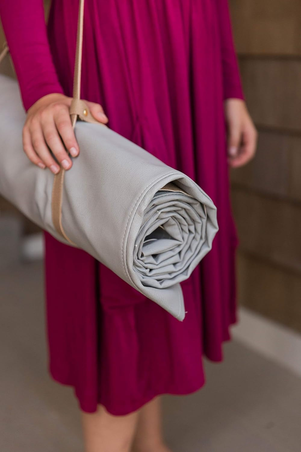 Leather Multipurpose Mat - Kids Luxurious Picnic Mat - Waterproof and Sand Proof Beach Blanket - Indoor and Outdoor Play Mats - High Chair Mat - Includes Carrying Strap for Easy Travel… (Gray)